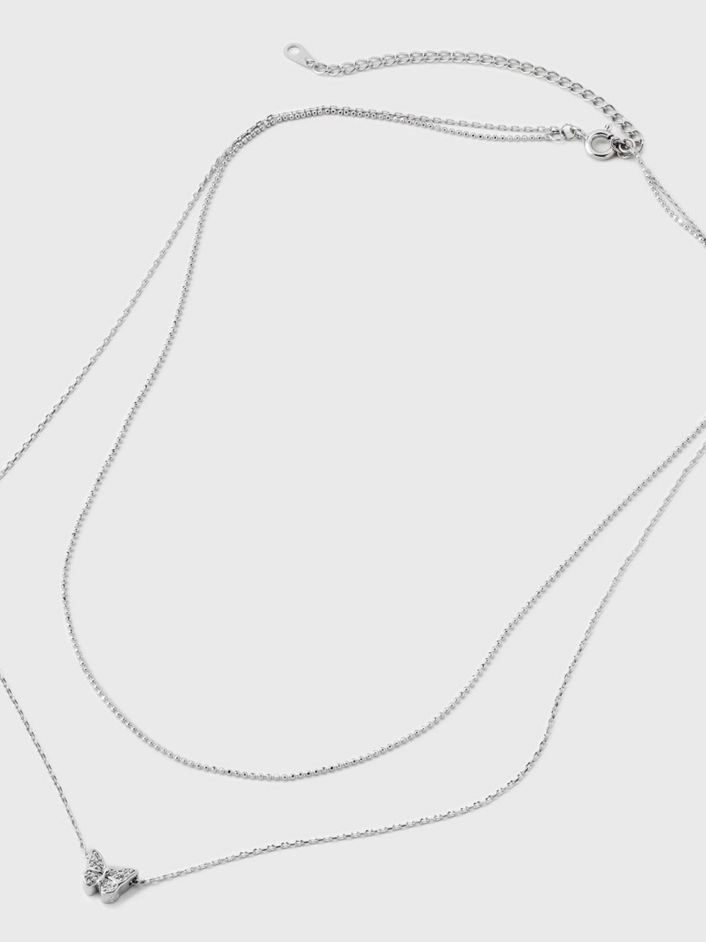 a new day Silver Double-Layer Butterfly Pendant Necklace